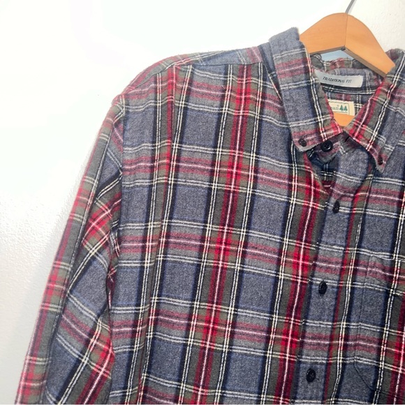LL Bean Men Long Sleeve Plaid Flannel Button Down Plaid Shirt Sz L-Tall Cotton - Picture 2 of 8